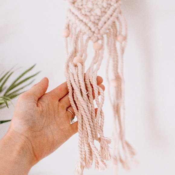 Handmade Woven Beaded Macrame Wall Hanging - Picture 2 of 4